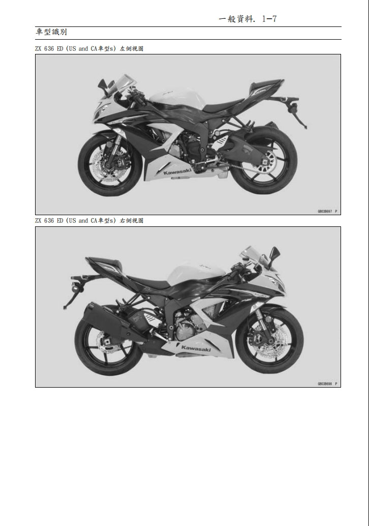 2013川崎zx-6r維修手冊繁体中文和英文全車扭矩錶折開圖線路圖故障程式碼