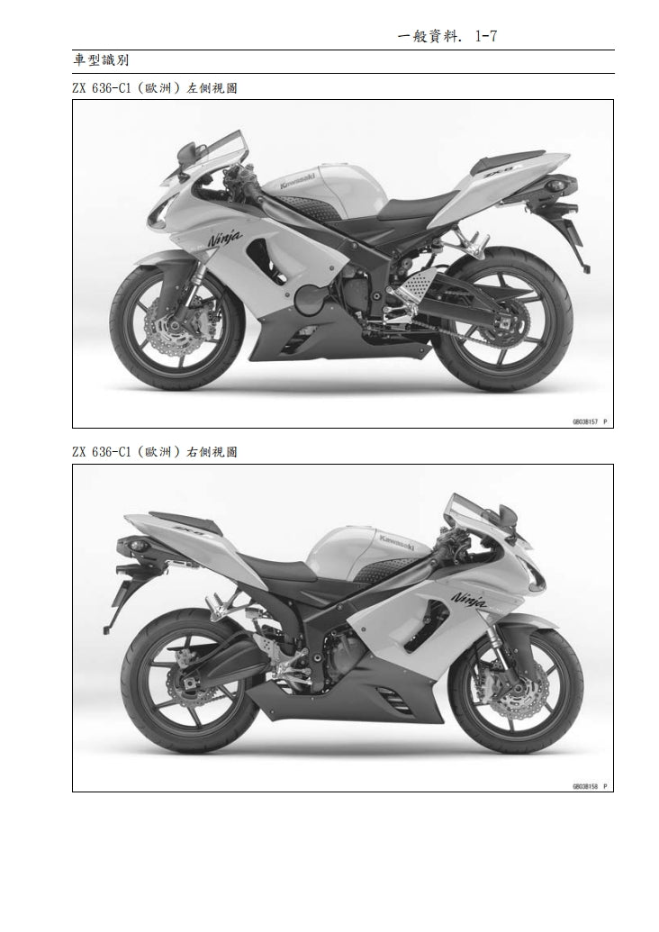 2005川崎ZX-6R維修手冊繁体中文和英文全車扭矩錶折開圖線路圖故障程式碼