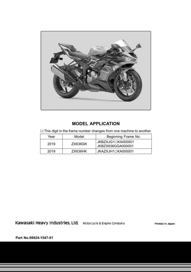 2019 kawasai zx-6r Service Manual Vehicle parts disassembly diagram fault code query vehicle torque data and circuit diagram